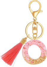 TTYY Initial Letter Keychain for Women Birthday Pink Crystal Lettero