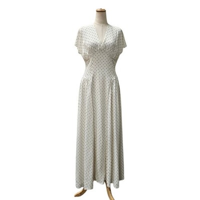 Rotate White Polka Dot Short Sleeve V-Neck Maxi Dress