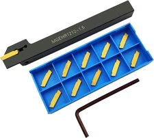 Lathe Grooving Tool Holder Grooving Cut-Off Tool Holder MGEHR1212-1.5 with 11Pcs