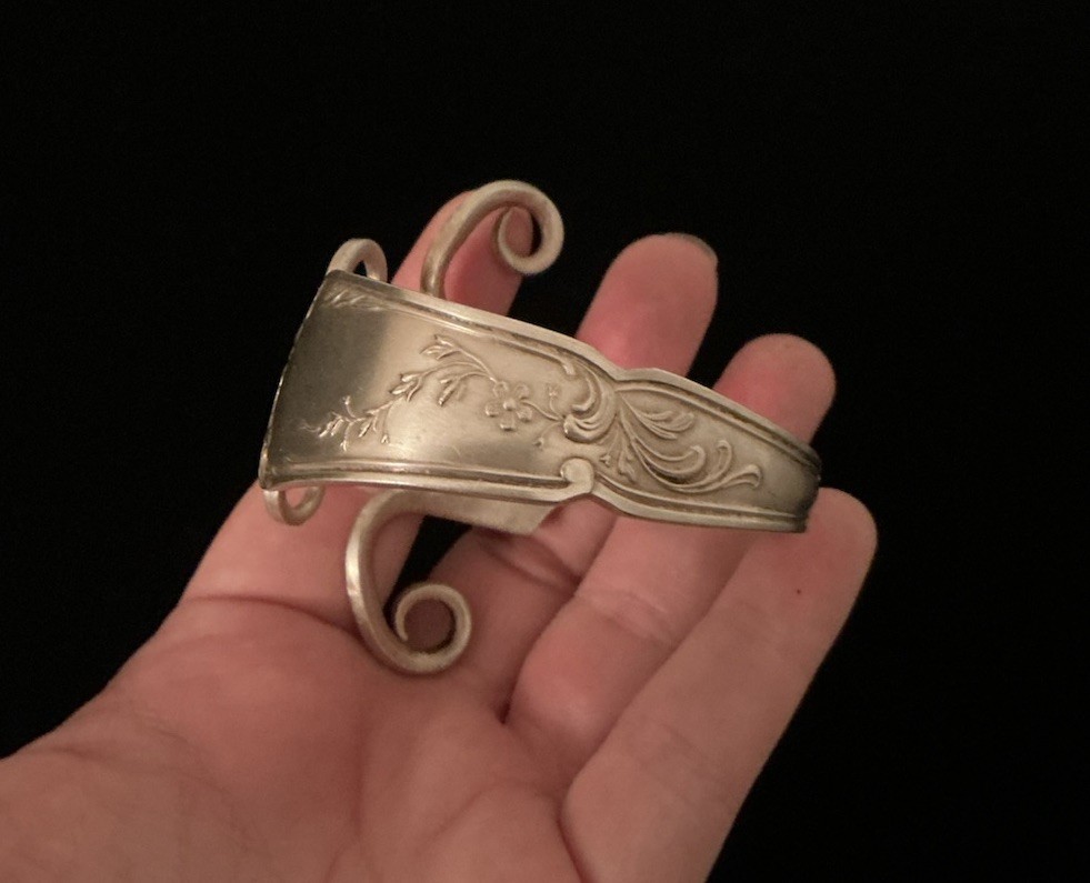 Vintage Artisan Solid Sterling Silver Floral Fork… - image 7