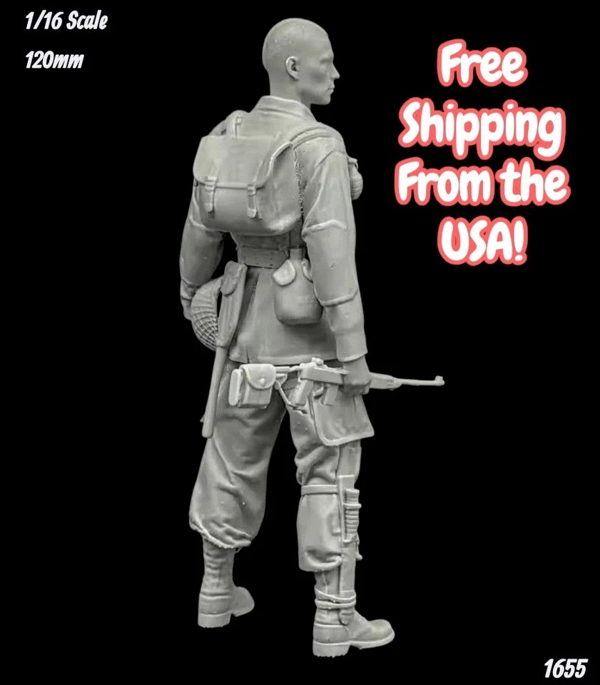 1/16 120mm Resin Figure US Airborne Trooper Standing w M1 Rifle Model Kit 1655 - Image 2 of 4