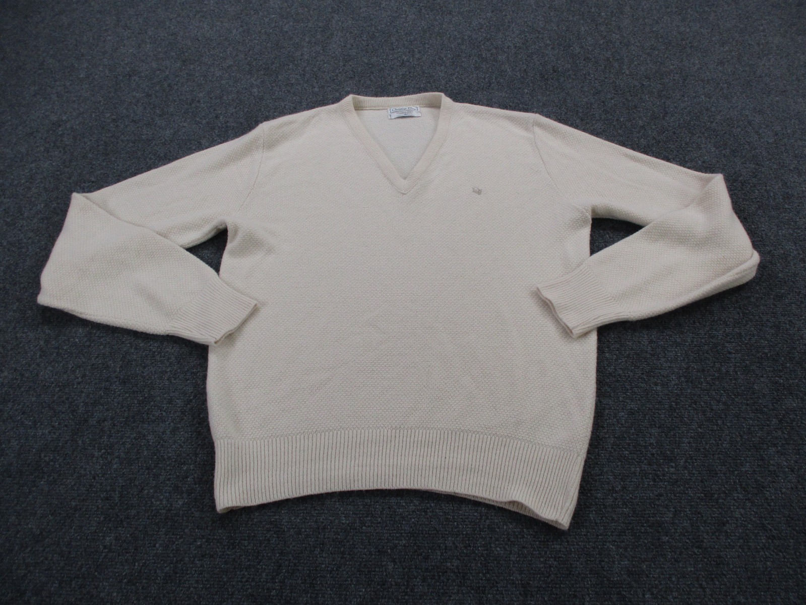 Christian Dior Sweater Womens XL  White Orlon Acrylic Preppy Pullover USA Made