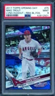 Mike Trout Card 2017 Topps Opening Day Rainbow Blue Foil #75 PSA 9
