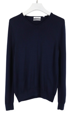 David Jones Australian Extra Fine Merino Pullover Herren Klein Marineblau V-Neck