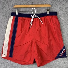 Tommy Hilfiger Sailing Gear Swim Trunks Mens XL Red Blue 44 Vintage Style Shorts