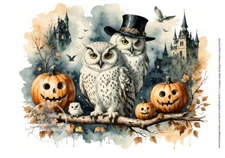 Halloween Owls  | A4 8.3" x 11.7" | Rice Paper | Decoupage Central