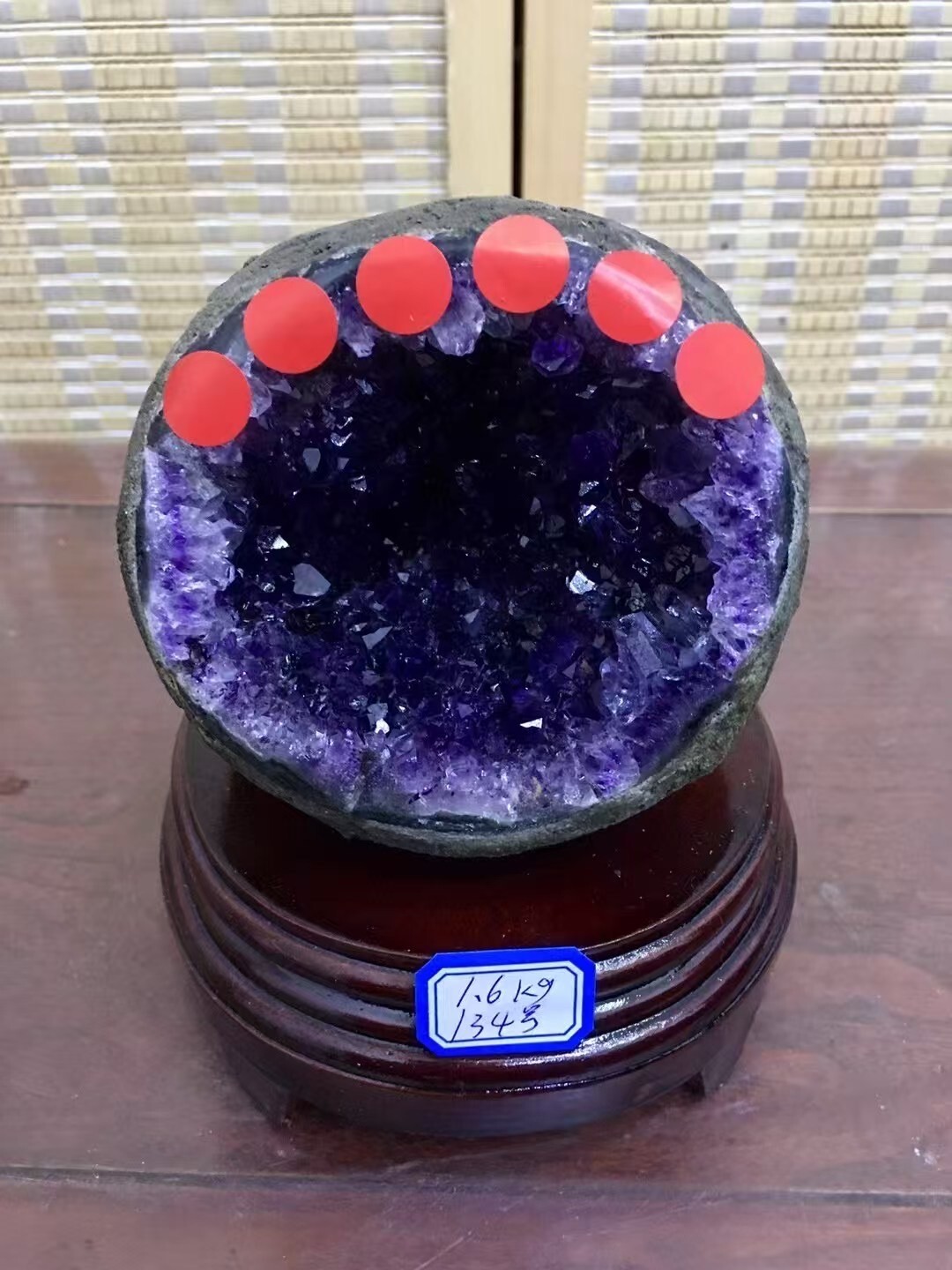 3.52LB Natural Uruguay Amethyst Geode Quartz Crystal Cluster Decor Healing+Stand