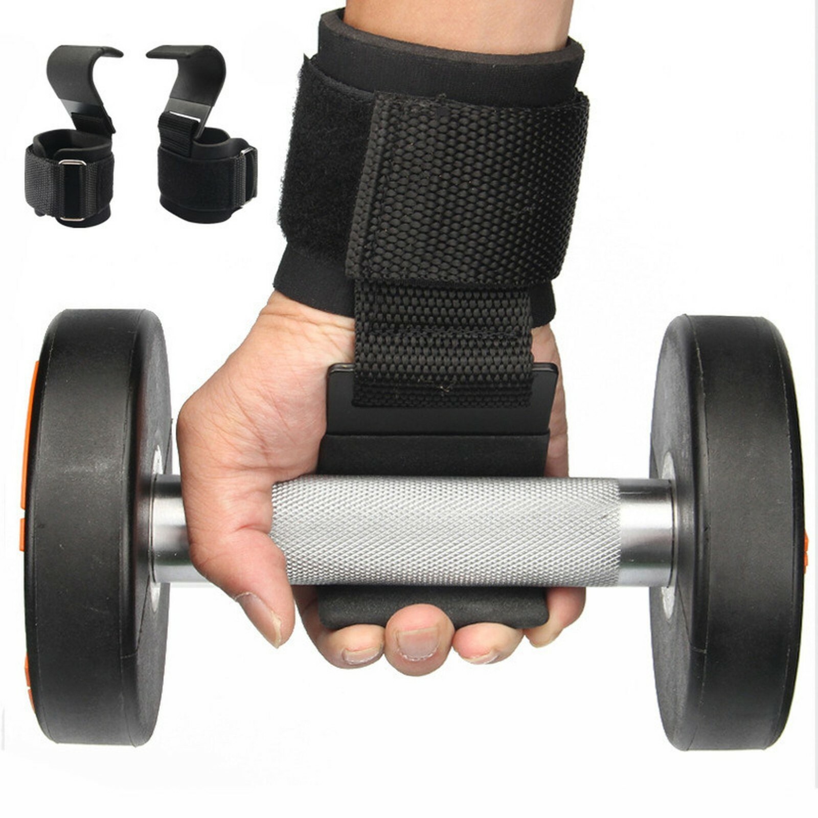 CHZL WEIGHT LIFTING WRIST SUPPORT METAL STEEL PADDED HOOK DEADLIFT GYM