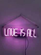 Pink Neon Light LOVE IS All Sign Beer Bar Pub Art Wall Hanging Nightlight 14"x5"