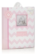    Lil Peach Baby Girl First 5 Years Record Memory Book Scrapbook Pink Chevron  