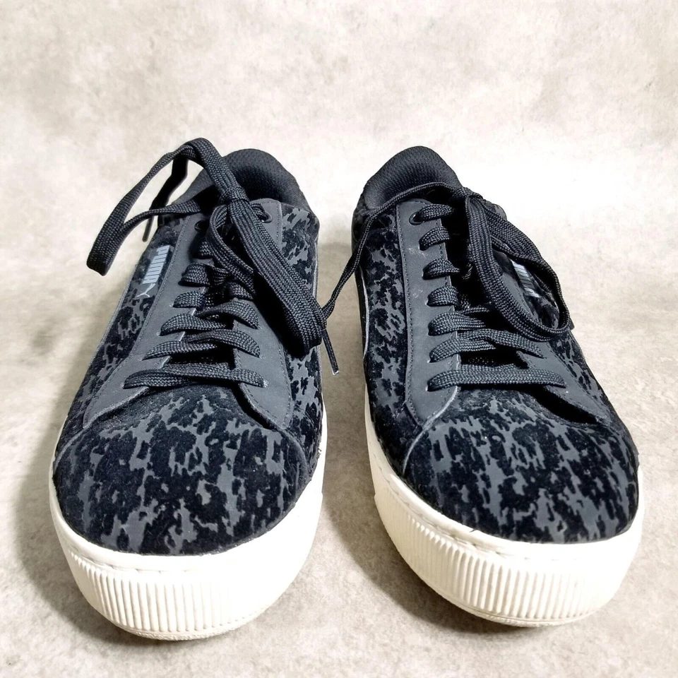 Tênis plataforma Puma feminino Vikky 363730 tamanho 8 veludo preto com cadarço - Imagem 2 de 4