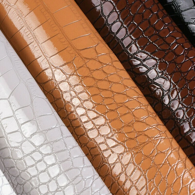 Krokodil Stoff Kunstleder Glänzend Kunstleder Material DIY Schuhe Tasche Gürtel - Bild 1 von 4