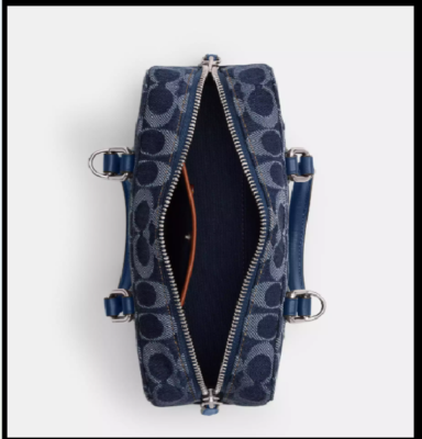 COACH CAM06 Bowery Satchel 22 Signature Denim Crossbody Bag Deep
