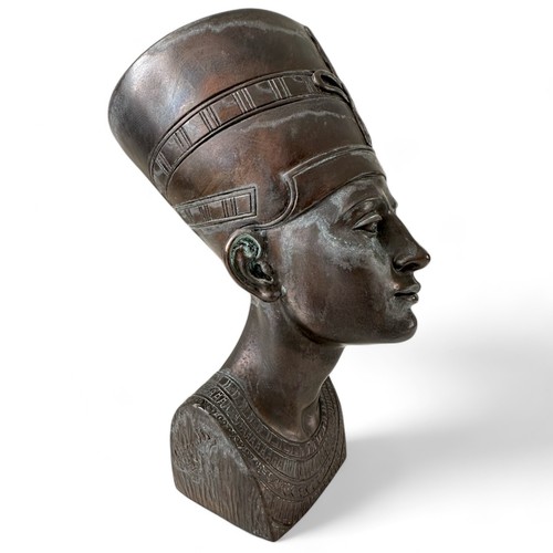 Büste Ägyptische Nofretete Skulptur IN Marmor Wirkung Bronze Interior Design H - Bild 16 von 17