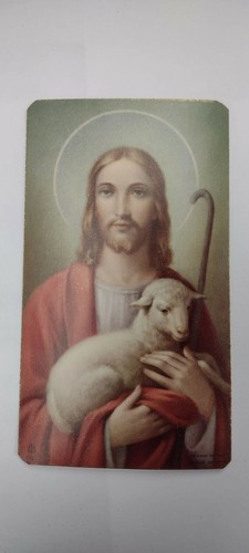 CHRISTUS der gute Hirte mit Lamm - Papiervorrat GEBETSKARTE MADE in ITALY - Bild 2 von 2