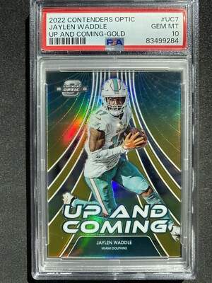 Jaylen Waddle 2022 Panini Contenders Optic Up and Coming Gold Prizm /10