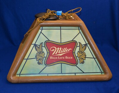 VTG 1980s Miller High Life Beer Girl In Moon Hanging Light pool