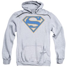 SUPERMAN BLUE  ORANGE SHIELD Licensed Adult Hooded Sweatshirt Hoodie SM-3XL