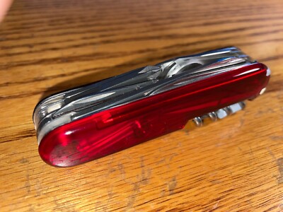 New Victorinox Swiss Army 91mm Knife EXPLORER PLUS Ruby Red 1.6703