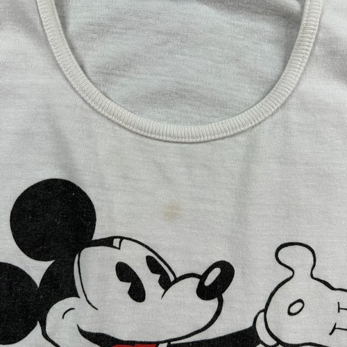 VINTAGE 80s Disney Shirt Girls Small White Mickey Mouse Tank Top Kids FLAW - Picture 4 of 14