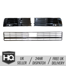 T6 3-Piece Front Grill Gloss Black with Gloss Black Trims-Parking Sensor + Radar
