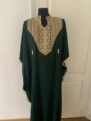 Magnifique robe De Soirée gandoura marocaine plastron perle taille 58 - Photo 1/4