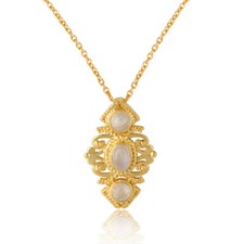 Traditional 18k Gold Plated Silver Handmade Moonstone Boho Design Necklace
