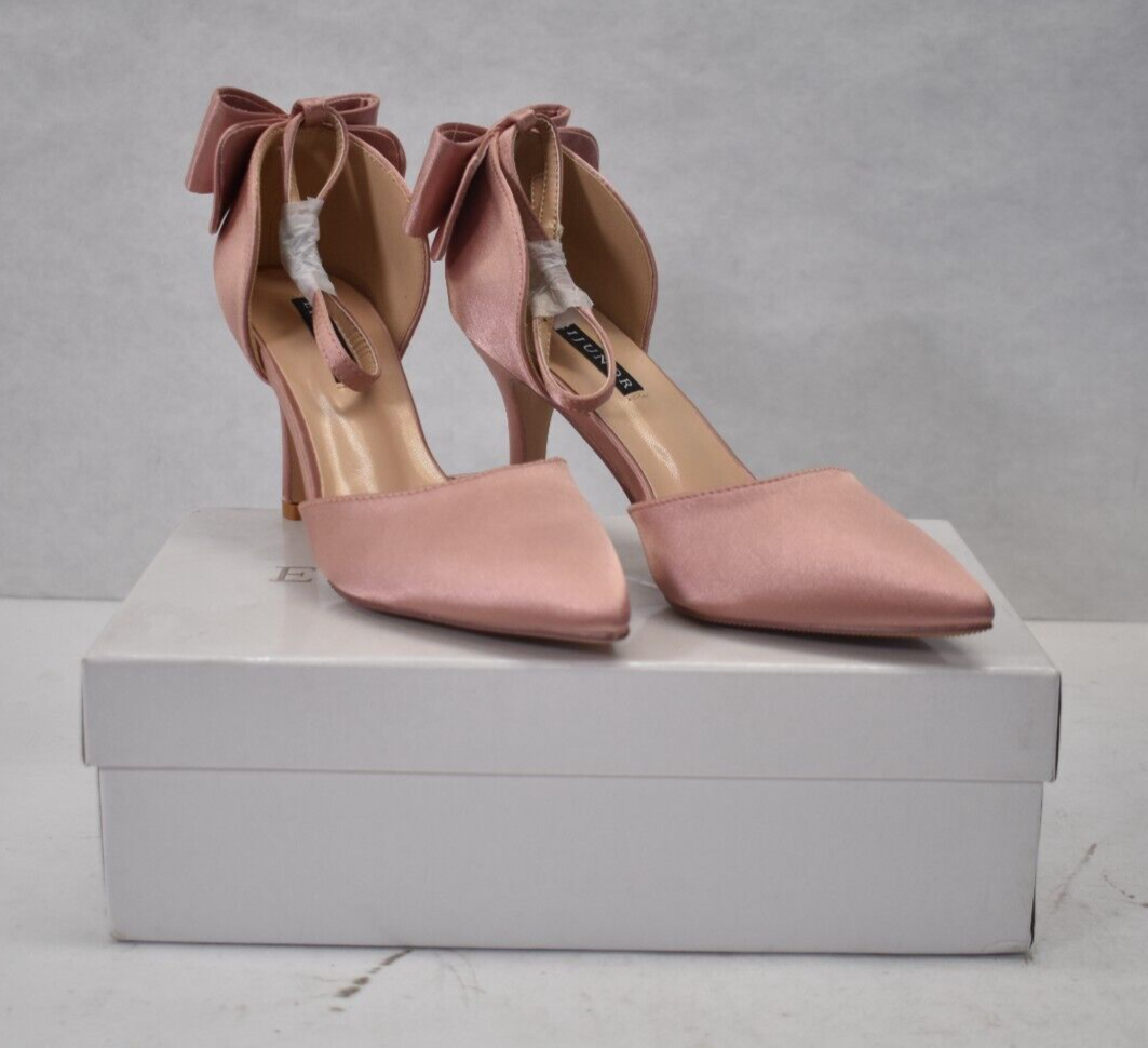 ERIJUNOR Women's Pointed Toe Mid Heel Pumps - Crystal Brooch Evening Dress Shoes For Wedding & Party - View #3