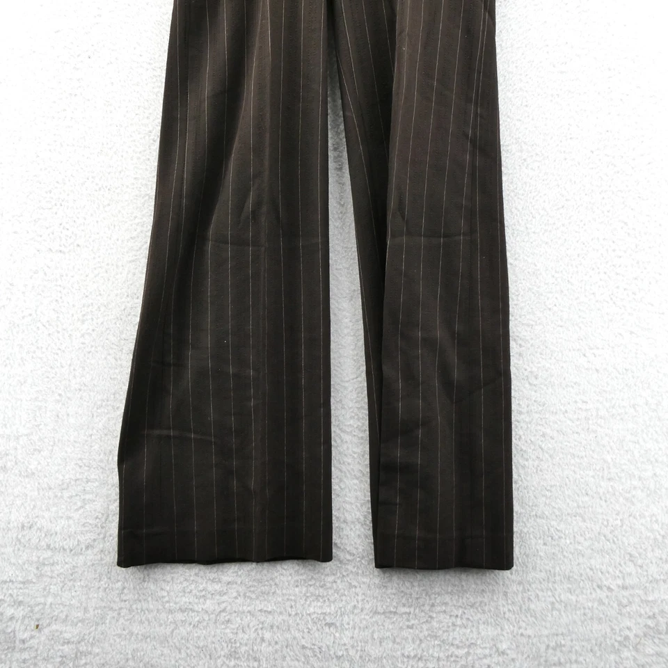 Max Studio Suit Pants Womens 26x32 Brown Pinstripe Pull On 26 x 32 Artist Artsy - Image 2 of 4