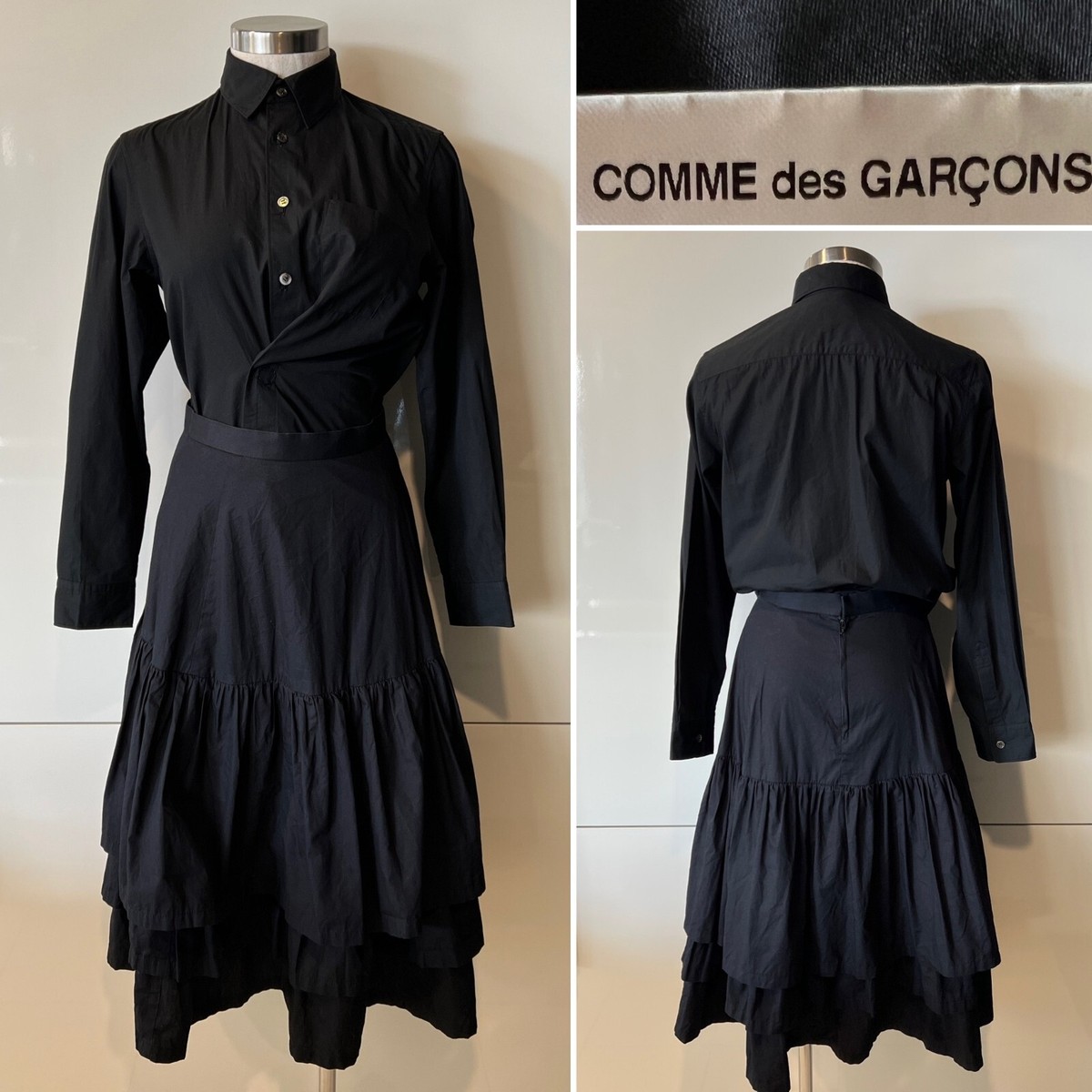 COMME DES GARCONS Japan Black 100% Cotton Poplin Three-Layer  