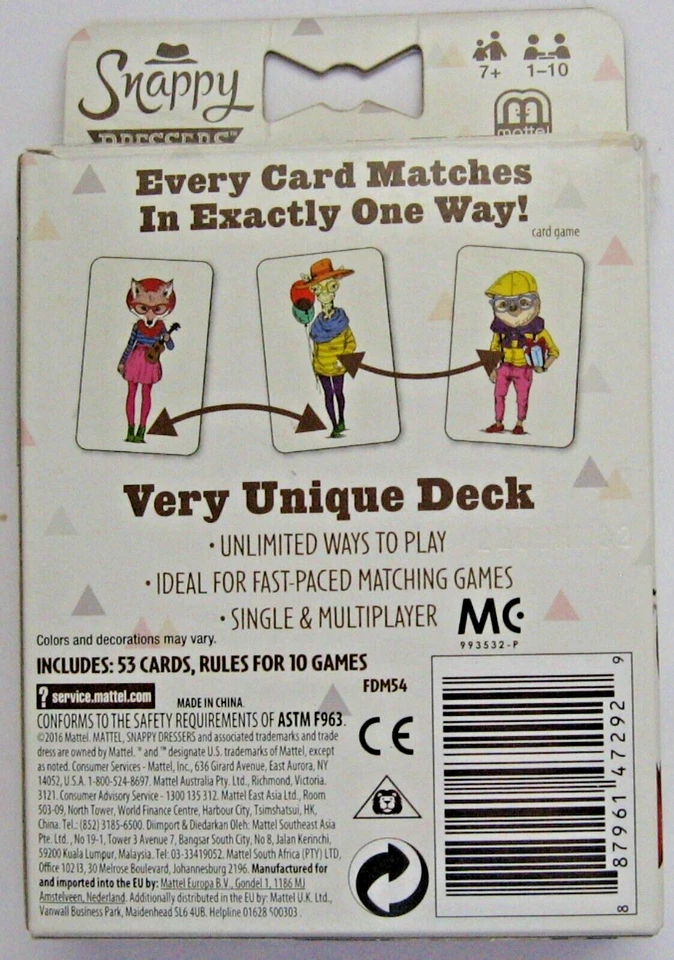 Snappy Dressers Card Game 2016 Mattel Ages 7+ Players 1 - 10 - Image 2 of 4