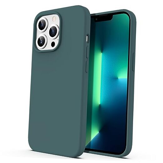Compatible with iPhone 13 Pro Case Silicone, Slim Shockproof Protective Green