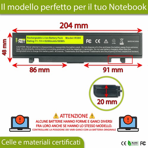 Batteria compatibile con Samsung NP-R580-JS05NL NP-R428-BD01VN NP-P580E 5200mAh - Imagen 2 de 6