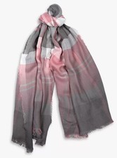 Image of Barbour Glenn Tartan Scarf Pink Grey RRP £39.95