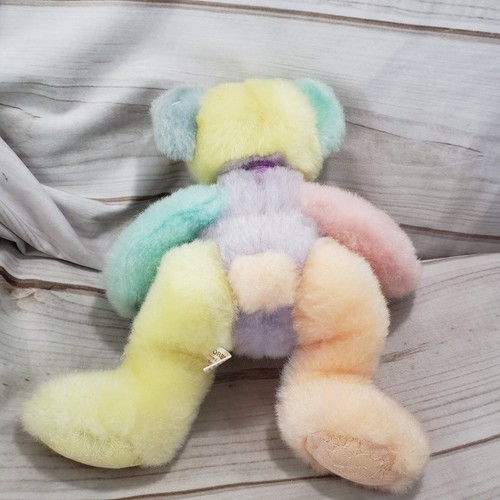 First & Main Sorbet Pastel Colorblock Teddy Bear Plush Fuzzy Vintage 9 Inch - 第 10/13 張圖片