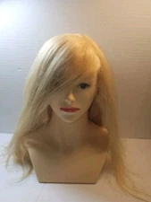 Newshair 18"Blonde Mannequin Head 100% Real Human Hair Hairdresser Training Head