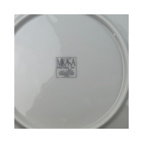 Mikasa Threads Modern Salad Plates Set of 3 VTG 8" Black Grey Lines Japan - Picture 10 of 11