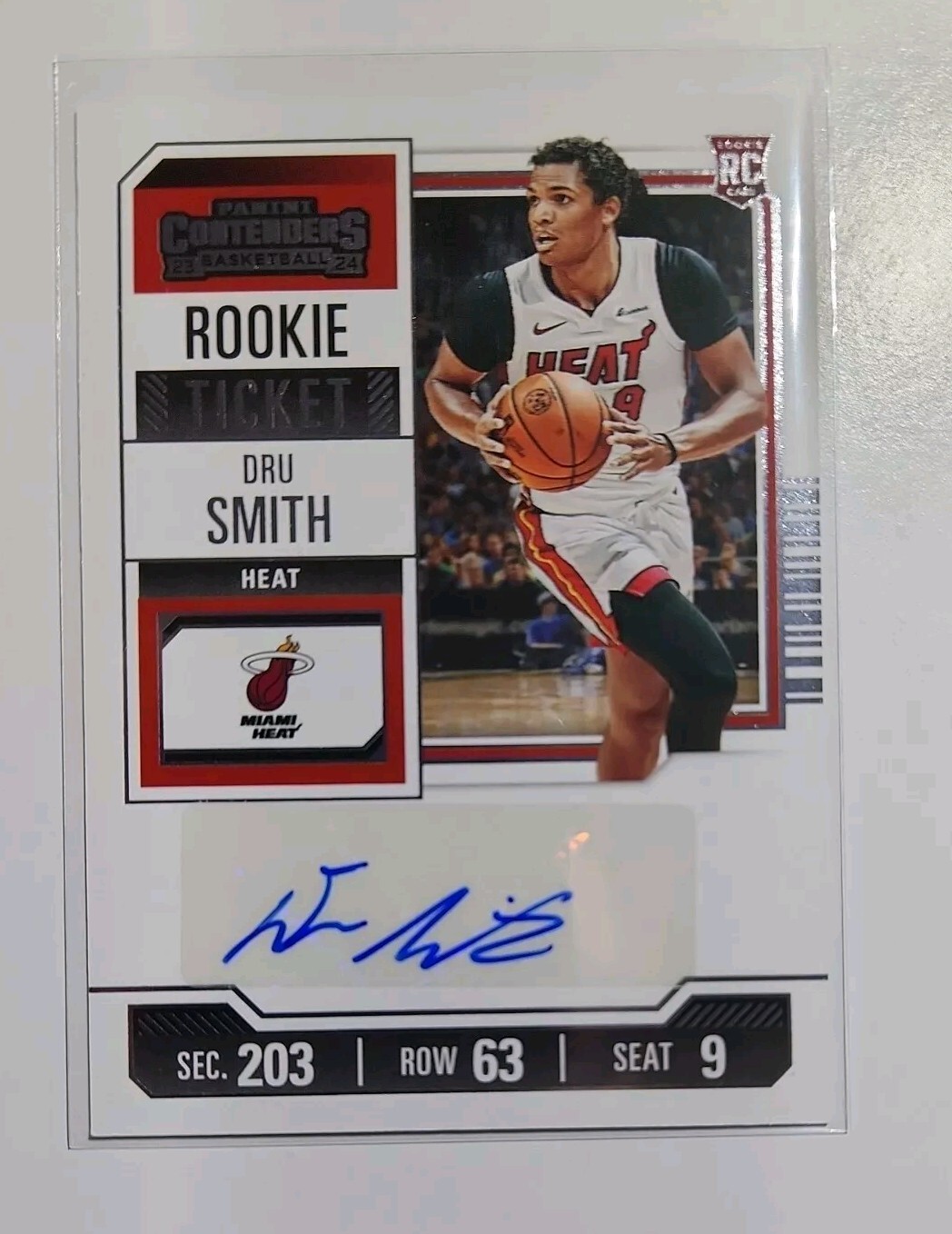 2023-24 Panini Contenders Rookie Ticket Autograph Dru Smith RC Auto Heat #165