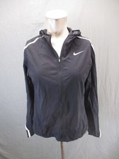 NIKE DRI-FIT Size S Womens 100 Nylon Full Zip Hood Stand Collar Windbreaker 989