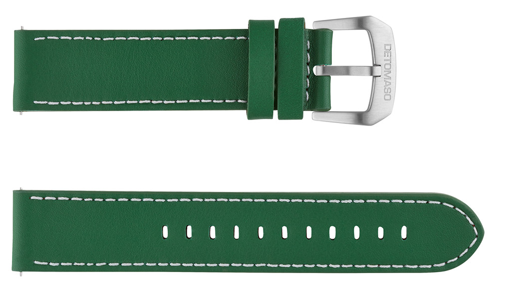 Bracelet montre 20 mm Detomaso en cuir vert pour remplacer votre ancien bracelet