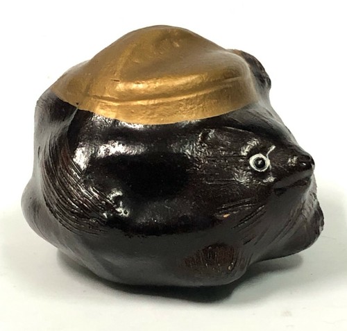 Japanese Tanuki Ceramic Raccoon Dog Statue Vintage Pottery Paperweight Souvenir - Picture 6 of 8