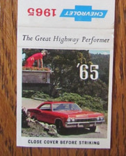 1965 CHEVROLET CAR DEALER MATCHBOOK COVER: BOUFFARD MATANE, QUEBEC MATCHCOVER D5