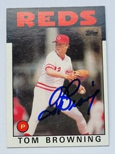 TOM BROWNING Signed 1986 Topps #652 Cincinnati Reds Card Autograph