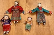 ANTIQUE CHINESE FAMILY OF DOLLS, MOM, DAD, SISTER AND BROTHER COMPOSITION NEAT!
