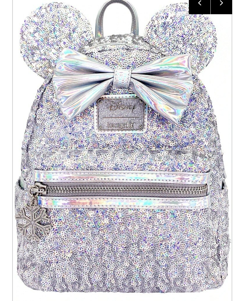 Loungefly Disney Silver Sequin Minnie Backpack NWT s-l400.jpg main image 2