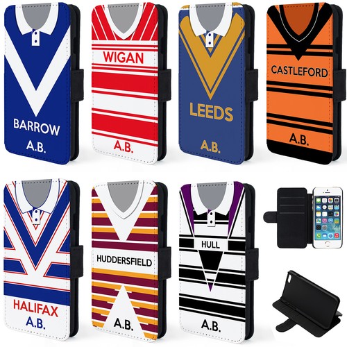 Retro Rugby Shirt iPhone Case 6, 7, 8 + Wallet Cover Personalised Gift ...