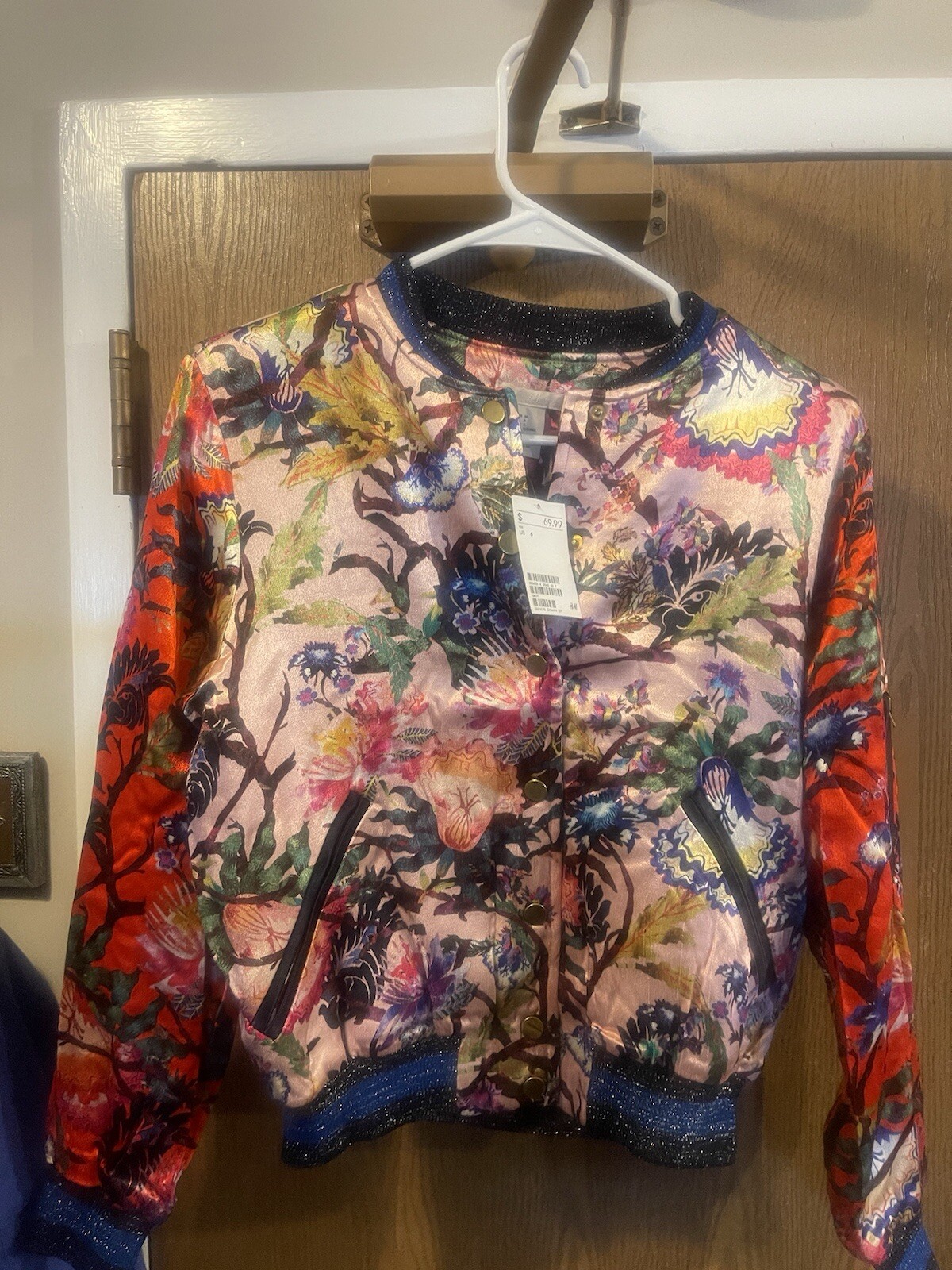 Chaqueta corta de seda floral talla 6 H&M para mujer nueva con etiquetas