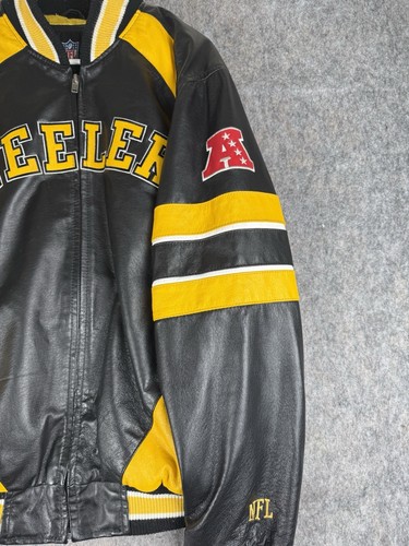 Pittsburgh Steelers Vtg Men’s Leather Letterman Bomber Jacket NFL Logo Sz Medium - Picture 3 of 9