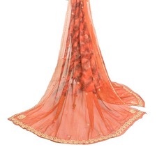 Sushila Vintage Rust Dupatta 100 Pure Georgette Silk Printed Floral Long Stole