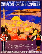 POSTER SIMPLON ORIENT EXPRESS TRAIN TRAVEL LONDON ISTANBUL VINTAGE REPRO FREE SH